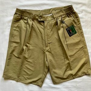 Tan Flat Front Casual Shorts with Relaxed Fit